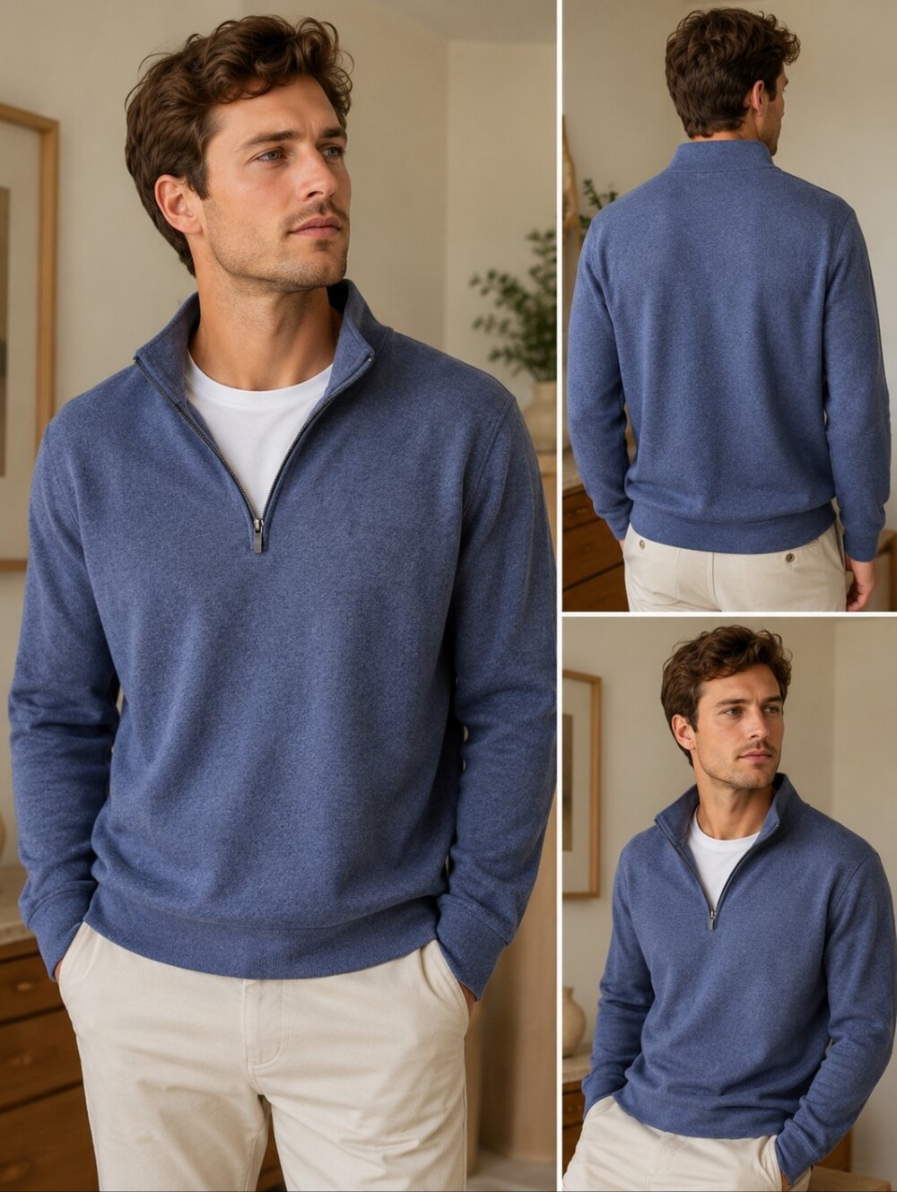 Mack Weldon Men's Blue Half-Zip Sweater - L